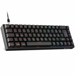 KOORUI Mechanisch Tastatur, 60% Gaming Tastatur mit 12 Tasten Multifunktionstaste USB Kabel Volles Tasten-Rollover Deutsches Layout QWERTZ für Windows MacOS Linux-Blauer Schalter, Schwarz 69 Tasten Tastaturen Blauer Schalter-Schwarz