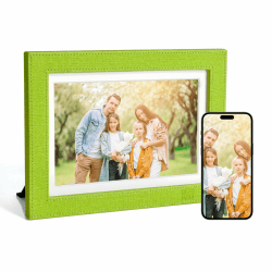 KODAK Digitaler Bilderrahmen WLAN Digitale Bilderrahmen 8 Zoll mit 32 GB Speicher, Leder Elektronischer Bilderrahmen mit 2K IPS Touchscreen, Fotorahmen Digital Teilen Sie Foto, Video, Musik via App 2K, 8.4 Zoll WiFi Grün