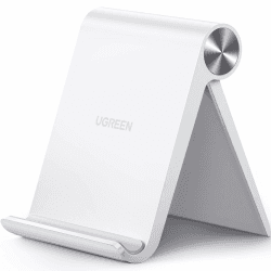 UGREEN Handy Ständer Tisch Handyhalter Schreibtisch Handyhalterung klappbar Handyständer für Tisch kompatibel mit iPhone 16 15 14 13 12 Pro Max, Galaxy S23 Ultra S23+ S23 S22 bis 7,9 Zoll usw(Weiß)