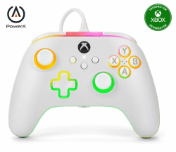 Kabelgebundener PowerA-Advantage-Controller für Xbox Series X|S mit Lumectra - Weiß, Gamepad, kabelgebundener Videospiel-Controller, Gaming-Controller, Xbox One, offiziell lizenziert