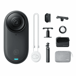 Insta360 GO 3S Reise-Bundle - Tragbare 4K Mini-Kamera, Freihand-POVs, Überall anbringbar, Stabilisierung, 140 min Akku, 10 m wasserdicht, KI-Bearbeitung, Apple Find My, Schwarz, für Vlogs, Reisen Schwarz Reise-Bundle (128 GB)