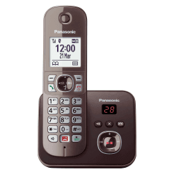 Panasonic KX-TG6861GA Schnurlostelefon mit Anrufbeantworter (Bis zu 1.000 Telefonnummern sperren, übersichtliche Schriftgröße, lauter Hörer, Voll-Duplex Freisprechen) mocca-braun 1 Telefon mit Anrufbeantworter Mocca-braun