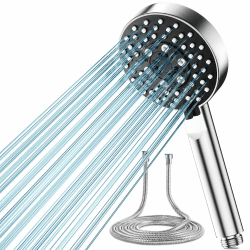 Magichome Duschkopf Wassersparend mit Schlauch 2M, mit 5 Strahlarten, Turbogeladenes Design Hochdruck , Handbrause Duschbrause für Baden Schwarz mit Schlauch