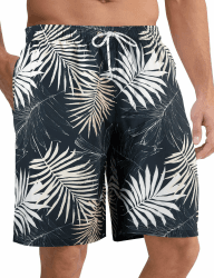 APTRO Herren Badehose Lang Badeshorts Schnelltrocknend Boardshorts Freizeit Short mit Innenslip 2401 4XL Vintage-stil Blätter Mk3292