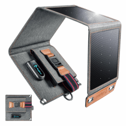 BigBlue 14W Solar Ladegerät Tragbar, Taschengröße Solarpanel 1-Port USB(5V/2,4A) & IPX4 wasserdichte Taschenladegerät Solarpanel für Reisen, Camping und Garten