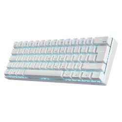 RK ROYAL KLUDGE RK61-DE 60% Bluetooth/kabelgebundene / 2.4Ghz kabellose mechanische Tastatur, 61 Tasten, Hot-Swap-fähige Rote Schalter Gaming-Tastatur für Win/Mac, Weiß, QWERTZ Deutsches Layout Weiß Tri-Mode & Rote Schalter
