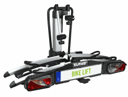 EUFAB 11535 Fahrradträger BIKE LIFT, E-Bike geeignet, komplett vormontiert, elektrische Absenkung, Diebstahlschutz, für 2 Fahrräder, für Anhängerkupplung, 135x74x74cm Heckträger Bike Lift Fahrradträger