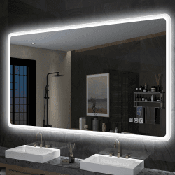 S'bagno Badspiegel-mit-Beleuchtung 1200x700mm, Bluetooth-Badezimmer-Spiegel-mit-Beleuchtung und Entfoggen, Badezimmerspiegel-mit-Beleuchtung 3 Farbtemperaturen, Speicherfunktion, Horizontal/Vertikal M66 (Bluetooth) 70L x 120B cm