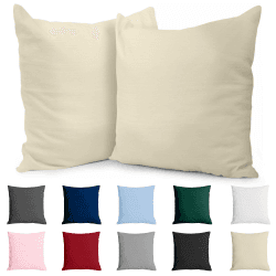 Kissenbezug 40x40 Baumwolle Renforcé (2er-Set) - Beige - Dicht gewebt mit 57 Fäden/cm² - 40x40cm Kissenbezug - Oeko Tex Zertifiziert - Dreamzie Beige 40 x 40 cm, 2 Stück