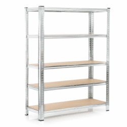 Wiltec Schwerlastregal 120x40x180cm, Gesamtlast 875kg, Steckregal verzinkt aus Stahl, Lastenregal mit 5 Ablagen, Werkstattregal Verzinkt 180 x 120 x 40 cm