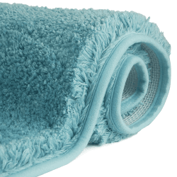 FCSDETAIL rutschfeste, Hochflor Badteppiche 50 x 80 cm, Maschinenwaschbare Badematte, Badvorleger mit Wasserabsorbierenden, Weichen Mikrofasern für Badewanne, Dusche und Badezimmer (Türkis) 50X80 cm Türkis