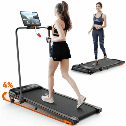 Laufband für Zuhause mit Neigung, Klappbares Elektrisches Laufband bis 12 km/h, 2.5HP Walking Machine mit LCD-Anzeige, Fernbedienung und App-Steuerung,Doppelter Stoßdämpfung,Keine Montage Erforderlich