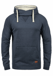 Blend BHSales Herren Kapuzenpullover Hoodie Pullover mit Kapuze Kordelzug Kängurutasche Rippbündchen Label-Details Baumwollmischung Regular fit XL Navy (70230)