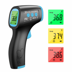 Fieberthermometer Kontaktlos Infrarot Stirnthermometer für Baby Erwachsene, Digitales Thermometer Fieber mit Sofortige und Genaue Ablesungen, Fieberalarm, 50 Speicherfunktion Schwarz