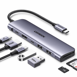 UGREEN Revodok USB C Hub 4K HDMI, PD100W, 2*USB A & USB C 5Gbps, SD/TF Kartenleser USB C Adapter Kompatibel mit iPhone 16 Serie, MacBook, iPad, Surface Laptop, Galaxy S24, Steam Deck usw.