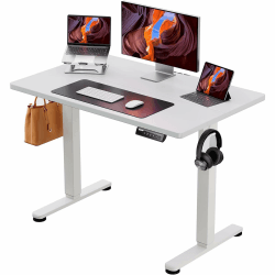 ErGear Höhenverstellbarer Schreibtisch 100 x 60cm Schreibtisch Höhenverstellbar Elektrisch Ergonomischer Steh-Sitz Tisch Computertisch für Heimbüro mit 4 Memory-Steuerung (Weiß) 100*60 cm Weiß