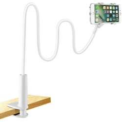 LONZOTH Handy Halter für Bett, Schwanenhals Handy Halterung Flexible Lang Arm Verstellbare Handy Ständer für iPhone 13 Pro, 12 11 Pro XS Max X 8 7 6 Samsung S10 S9 S8, 4-6,5 Zoll Smartphone (Weiß) White