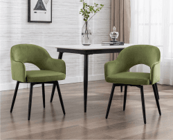 Wahson Esszimmerstühle 2er Set Samt Drehstuhl Modern Küchenstühle Drehbar Polsterstuhl mit Metallbeine armlehnstuhl für Wohnzimmer/Esszimmer,Grün