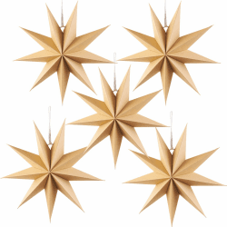 Original Holzfarbe Faltstern Weihnachten Dekoration 9 Zacken Faltsterne Party Deko für Weihnachtsdeko Hochzeit Geburtstag Tischdeko Original Holzfarbe 30cm
