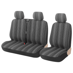 AUTOYOUTH Baja Bunte Decke Auto-Sitzbezüge Vordersitze im Ethnischen Stil Set Universal für Fahrersitz und Beifahrer LKW Zubehör Innenraum (2+1) Grau