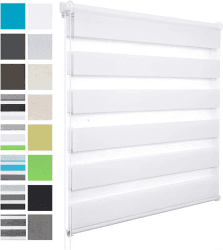 WOLTU Doppelrollo Klemmfix ohne Bohren Weiß B70 x H130 cm, Duo Rollo Zebrarollo Fensterrollo Klemmrollo Seitenzugrollo Easyfix lichtdurchlässig & verdunkelnd Rollos für Fenster und Tür B70 x H130 cm Weiß