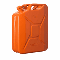 Oxid7 Kraftstoffkanister 20 Liter aus Metall mit Bajonettverschluss | Benzin, Diesel & Bio-Ethanol geeignet | 20L Benzin-Kanister mit UN-Zulassung & Bauart geprüft Ohne Zubehör 1x 20L Orange