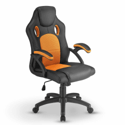 Juskys Racing Schreibtischstuhl Montreal ergonomisch höhenverstellbar & gepolstert 120 kg belastbar Bürostuhl Drehstuhl PC Gaming Stuhl - orange Orange 111 cm