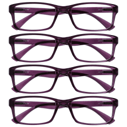Die Lesebrille Unternehmen Lila Leser Wert 4er-Pack Herren Frauen UVR4092P +1,00 Lila 4er-pack - Klar Linse +1,00 Dioptrien