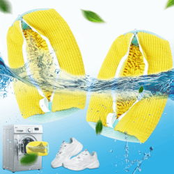 Schuhwaschbeutel Waschmaschine,2024 Neu AufgerüStet Waschbeutel Schuhe 2 Pcs Schuhbeutel Waschmaschine Wiederverwendbarer Schuhe Waschbeutel Gelb Schuh Waschbeutel Mit 360° Reinigungsflusen für Schuhe