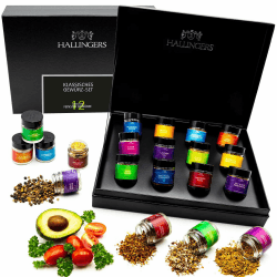 Hallingers Klassisches Gewürz-Set - Gewürz Geschenkset handmade, 12 Gewürze aus aller Welt (Set) - Adventskalender Neuheiten & Adventskalender befüllen | Geburtstag Glückwunsch Neues Zuhause Jahrestag