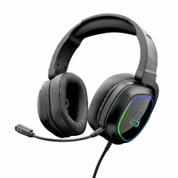 THE G-LAB - Korp Radium Gaming Headset mit abnehmbarem Mikrofon, Gaming Kopfhörer mit LED Licht, Gaming Kopfhörer mit Kabel Stereo Sound Bass 3.5mm, Kompatibel mit PS4/PS5/Xbox/Switch/PC Korp Radium Schwarz