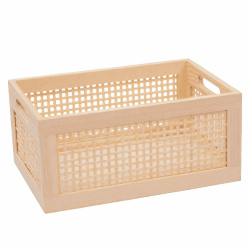 Housoutil Gewebter Holzkorb, Rechteckige Rattan-Holzaufbewahrungsbox, Leichte Aufbewahrungs box Rattan, 11,79 X 7,86 X 5,50 Zoll Aufbewahrungs box Geflochten Für Küche Speisekammer Schrank Büro