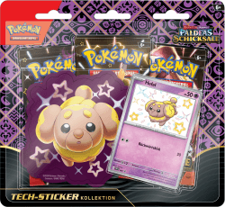 Pokémon-Sammelkartenspiel: Tech-Sticker-Kollektion Karmesin & Purpur – Paldeas Schicksale – Hefel (1 holografische Promokarte & 3 Boosterpacks)