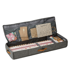 LOVE IT STORE IT Premium Organizer für Geschenkpapier Aufbewahrung - Hochwertiger Geschenkpapier Organizer - Mit zusätzlichen Fächern - Verstärkt - Grau - 90x30x12 cm