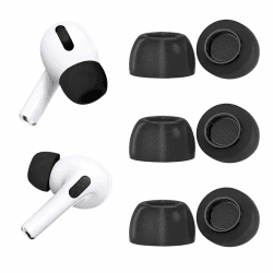 Ersatz-Ohrstöpsel für Airpods Pro mit Loch zur Geräuschreduzierung, Durable 3 Pairs Soft Memory Foma Ear Tips for AirPods Pro Suitable for The Charging (L, Schwarz)