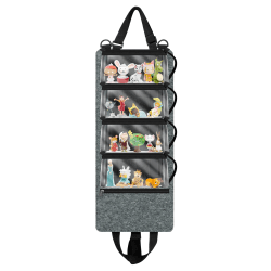 Annmore Regal für Tonies Hörfiguren Display, mit 4 Transporttasche für 20 Toniebox Figuren, Organizer für Tigerbox Karten Order Tiger Ticket, Grau