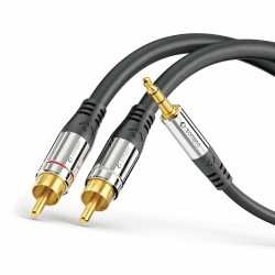 Sonero Premium Audio Adapterkabel, 1,00m, 3.5mm Klinke auf 2x Cinch Stecker, vergoldete Kontakte, schwarz Klinke - 2x Cinch 1,00 m