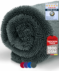 Ivality® Auto Trockentuch XXL 40x60 cm Ultra Saugstarke 1800 GSM Motorrad Twisted Towel mikrofasertuch - fusselfreie & Lack-schonende microfasertuch autopflege - Grau L - 40 x 60 cm Grau