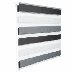 WOLTU Doppelrollo Klemmfix ohne Bohren Weiß+Grau+Anthrazit B90 x H150 cm, Duo Rollo Zebrarollo Fensterrollo Klemmrollo Seitenzugrollo Easyfix lichtdurchlässig & verdunkelnd Rollos für Fenster und Tür B90 x H150 cm Weiss+grau+anthrazit