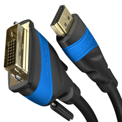 KabelDirekt – HDMI DVI Adapter Kabel mit A.I.S. Schirmung gegen Störsignale – 1 m (bi-direktionales DVI-D 24+1/HDMI Monitor Kabel, HDMI-Gerät an DVI-Monitor anschließen oder umgekehrt, Full HD/1080p) 1m Schwarz