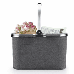 30L Familie Einkaufstasche Einkaufskorb Faltbar Tragekorb Groß Picknickkorb Klappkorb Reisetasche Praktischer Einkaufen Korb mit Gepolsterten Griffen - ideal für Reisen/Picknick/Einkaufen/Geschenk Grau