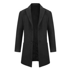 Allthemen Wintermantel Herren Mantel Lang Slim Fit Herrenmantel Winter Warm Business Mantel Herren Wolle Wollmantel XL Schwarz