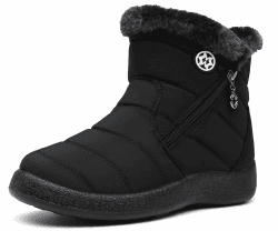 Hsyooes Winterstiefel Damen Wasserdicht Winterschuhe Warm Stiefeletten Winter Schneestiefe Gefüttert Kurzschaft Stiefel Rutschfeste Schlupfstiefel Boots Flach 39 EU Schwarz A