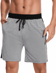 Bresdk Shorts Herren Kurz Hosen Sommerhose Schlafanzughose Baumwolle Freizeithose Geschenk für Männer S Grau
