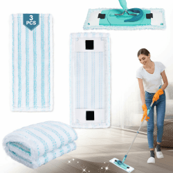 3 Stück Ersatzmopptuch für Leifheit Wischbezug, Mopp für Leifheit Clean Twist M Ergo Micro Duo Bodenwischer-Stiele für Alle Böden, Wischbezüge Ersatz Kompatibel für Leifheit Wischbezug, Mikrofaser