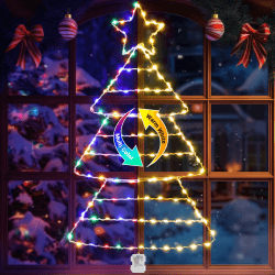 Quntis Weihnachtsbeleuchtung Fenster, Batterie Fensterlicht Lichterkette, IP65 Wasserdicht Faltbarer Weihnachtsbaum Lichterkette mit 8 Modi und Timer Funktion für Fenster,Weihnachten, Hochzeit,Party Mehrfarbig