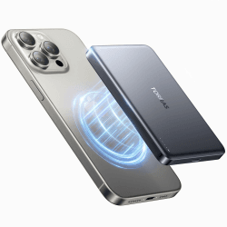 TORRAS MiniMag für MagSafe Powerbank 10000mAh, Wireless Power Bank Schnelles Laden, handlich Magnetische Externe Batterie für iPhone 16 Pro /16 Pro Max/16/15/14/13/12 Series Titan Grau