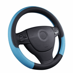 Pahajim Lenkradbezug Leder 37-38cm Lenkradhülle Universal Anti Rutsch Lenkradschoner Atmungsaktiver Lenkradschutz Geeignet für Auto/Jeep/SUV Rund – Blau