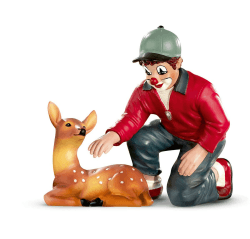 Gildeclown Figur Ich tu dir Nichts - Dekofigur Clown mit Rehkitz - Sammlerstück handbemalt - Höhe 11 cm - in Geschenkkarton