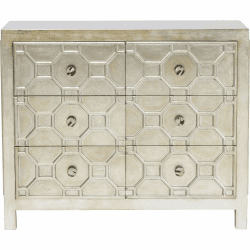 Kare Design Kommode Alhambra, TV Lowboard mit 6 Schubladen, Wohnzimmer Sideboard Silber, Ethno Look, Shabby Chic Kommode, (H/B/T) 61x124x38cm 44T x 113B x 96H cm (6 Schubladen)